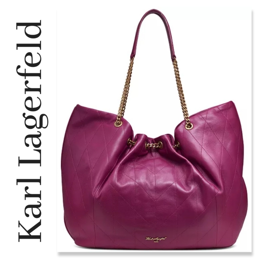 NWOT KARL LAGERFELD ESTELLE TOTE PURPLE AND GOLD